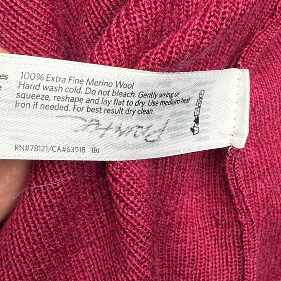 Eileen Fisher Cardigan Sweater Womens Small Open Front 100% Wool Pink Layer - Picture 7 of 7